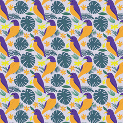 Topical pattern. Birds and Leaves summer