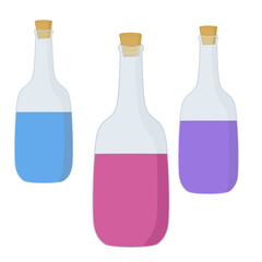 Syrup bottle illustration cute bottle fruit syrup doodle with pink blue purple brown and white colors that can be used for social media, sticker, wallpaper, decoration, card, e.t.c on transparent