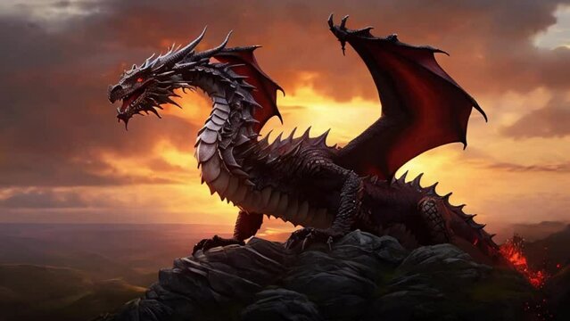 red dragon at sunset