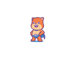 cute cat super hero mascot