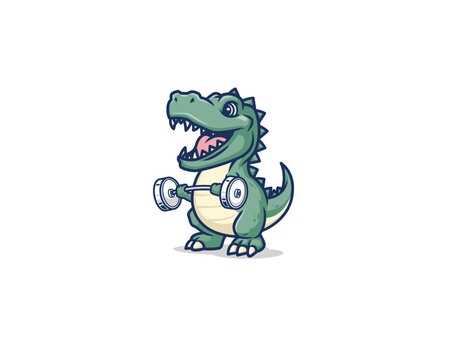 weightlifting dinosaurs mascot illustration
