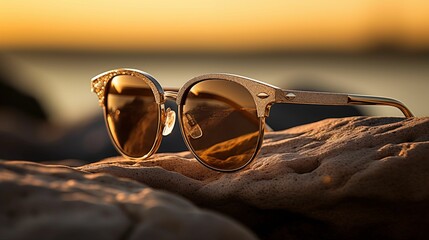 Fototapeta na wymiar Image of golden sunglasses.