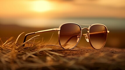 Fototapeta na wymiar Image of golden sunglasses.