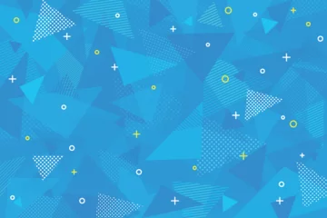 Fotobehang 背景素材 水色 青色 バックグラウンド 三角パターン 模様 柄 ポップ ドット ストライプ © PolarisEighteen