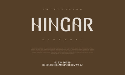 Hingar creative modern urban alphabet font. Digital abstract moslem, futuristic, fashion, sport, minimal technology typography. Simple numeric vector illustration