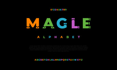 Magle creative modern urban alphabet font. Digital abstract moslem, futuristic, fashion, sport, minimal technology typography. Simple numeric vector illustration