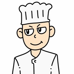 art cartoon chef man with crossed arms