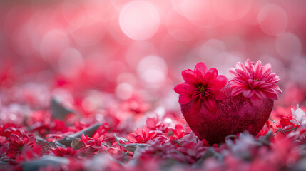 Valentine's day, decoration of flowers and hearts