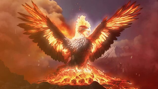 Majestuoso F&eacute;nix Desplegando sus Alas