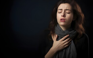 Naklejka premium young woman sick with weak and trouble breathing.