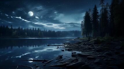 Image of tranquil night landscape. - obrazy, fototapety, plakaty