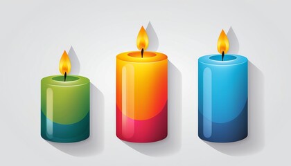 Graphic Design of Three Candles in Modern Flat Style