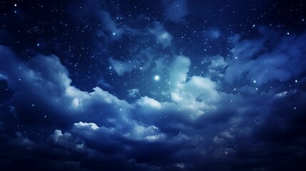 Obraz na płótnie Canvas The night sky, clouds and countless sparkling stars.
