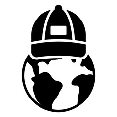 Earth protection icon wearing a hat