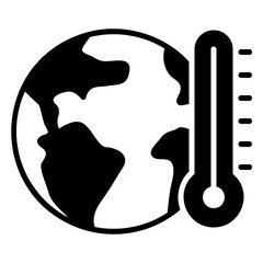 Earth temperature icon with a thermometer as a sign of global warming