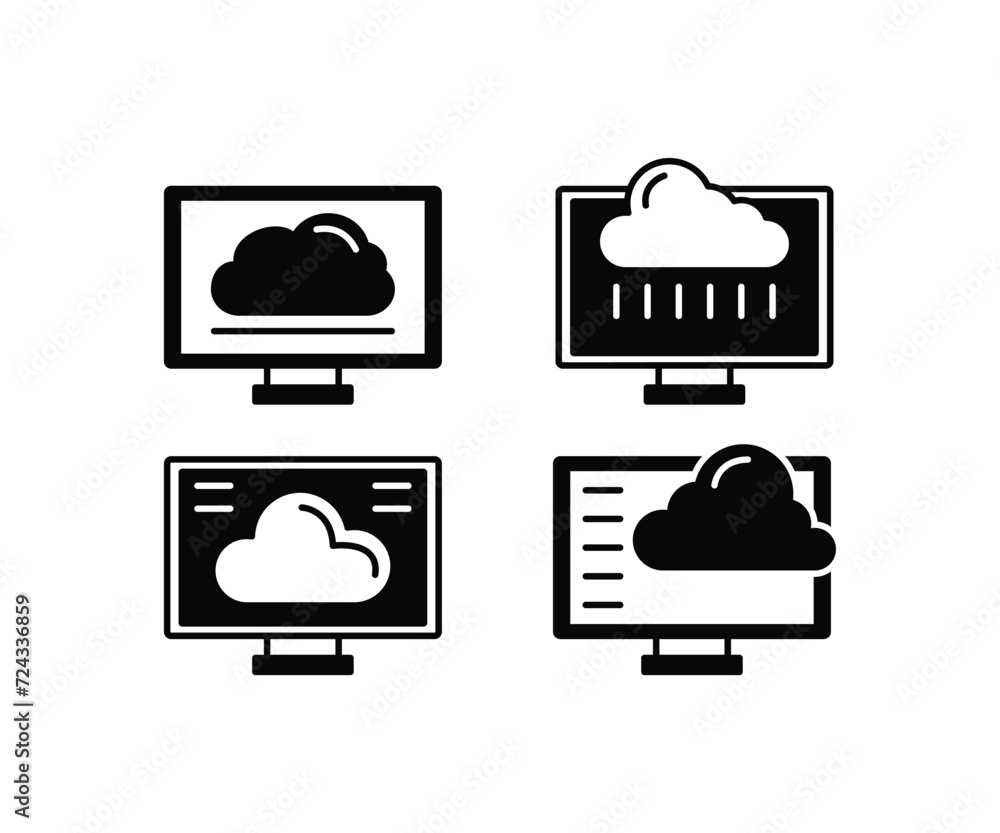 Poster cloud computer services icon simple black white minimlast modern flat vector design collections temp