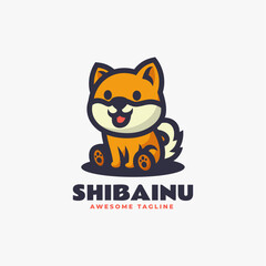 Vector Logo Illustration Shiba Inu Mascot Cartoon Style.