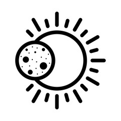 Solar eclipse icon in line style. Icon about outer space. 
The process of a solar eclipse