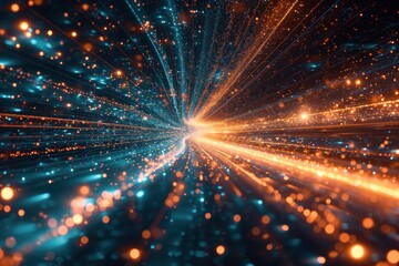Obraz premium Abstract background of a star trail of light. Generative AI.
