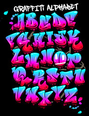 Graffiti alphabet Blue Pink Color