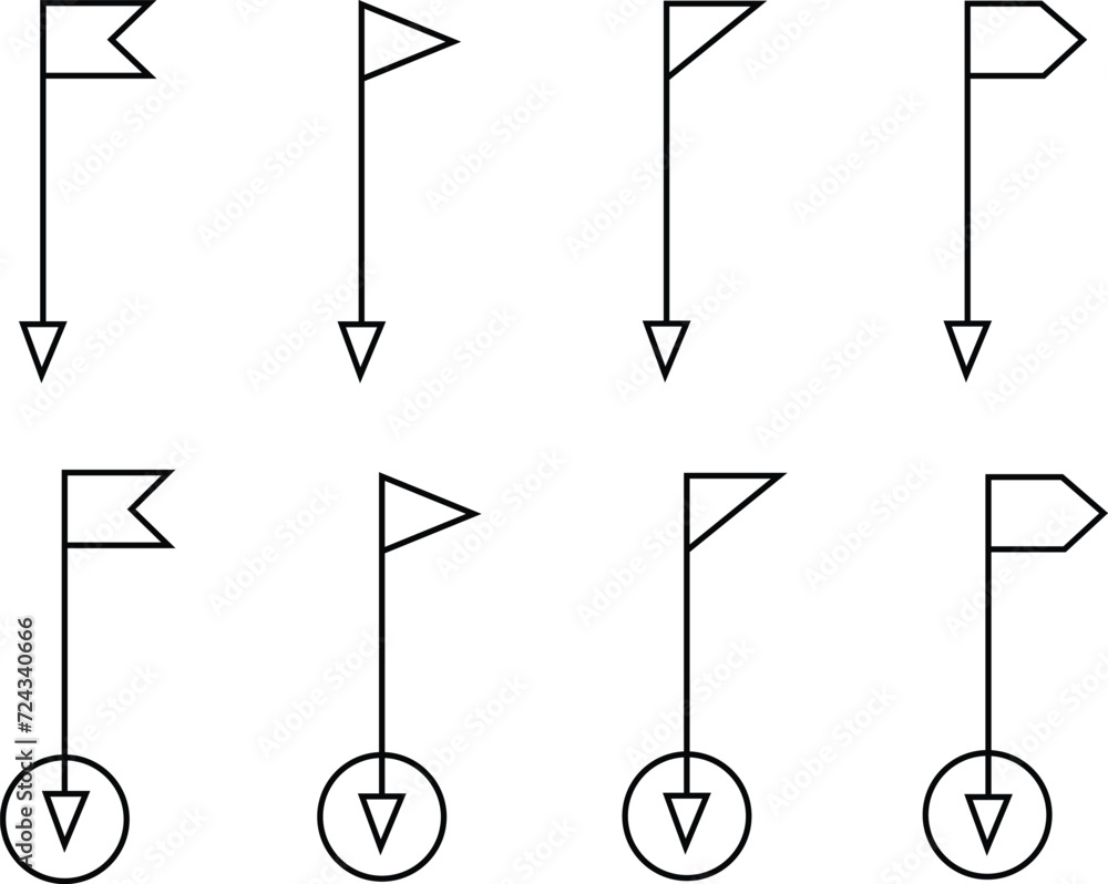 Poster set of location pin icons. map pin place marker. gps location symbols in trendy line styles editable