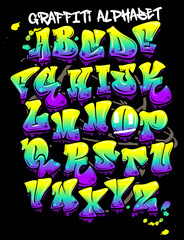 Graffiti alphabet Yellow Purple color