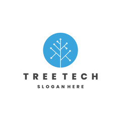 Tree tech style logo icon design template flat vector