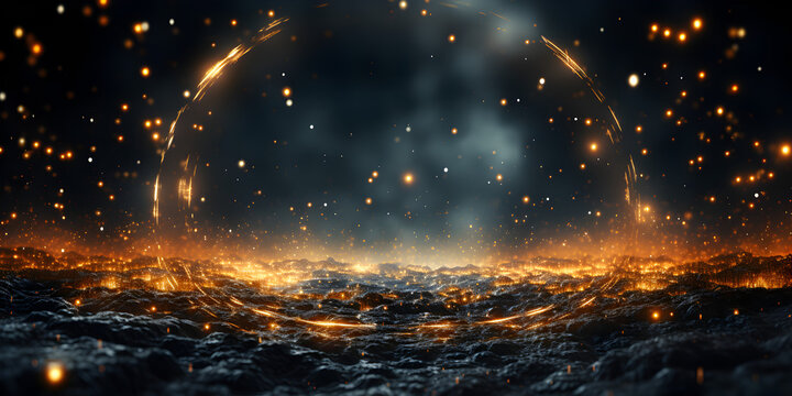 Bright light on dark ground in magic vibe