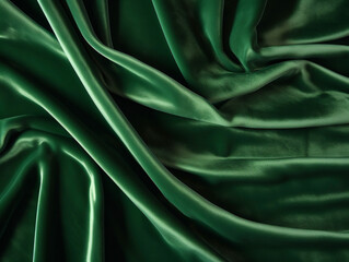 Fototapeta premium 緑色のサテン生地の背景 Generative AI