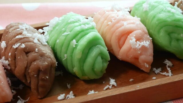 Getuk Lindri a traditional indonesian pastry made from cassava root.