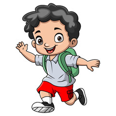 Cute little school boy cartoon