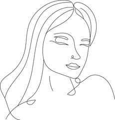 Black Line Art Woman Element