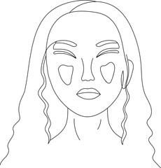 Black Line Art Woman Element