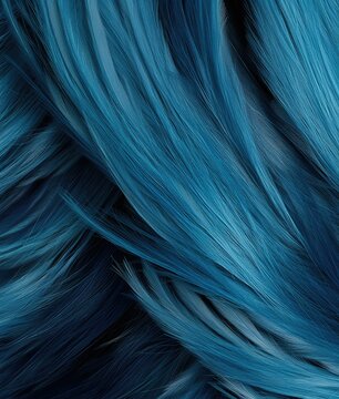 A close up of a blue hair texture. Generative AI. © serg3d
