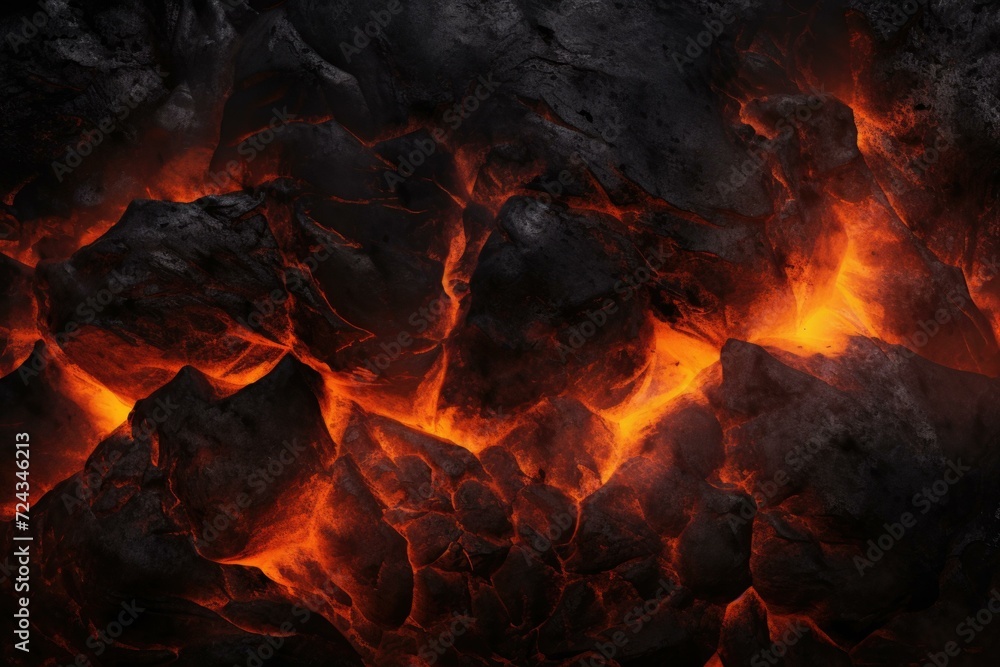 Poster a lava flow with red and orange flames. generative ai.