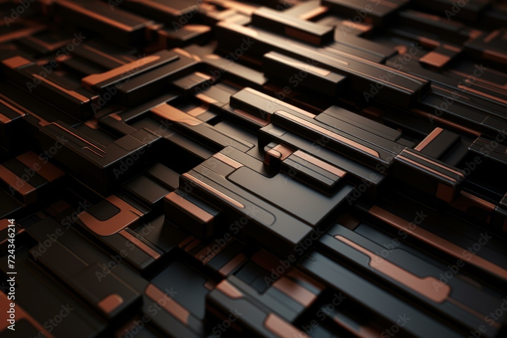 Fototapete a 3d rendering of a black and brown background. generative ai.