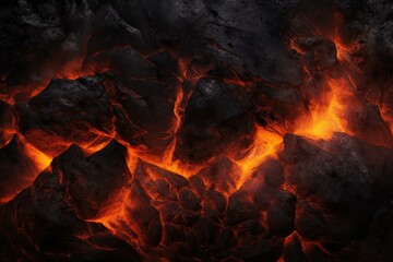 A lava flow with red and orange flames. Generative AI.