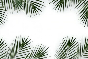 Fototapeta na wymiar A photo showing green palm leaves against a plain white background.