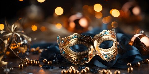 Naklejka premium Carnival mask in party vibe at night