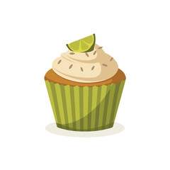 Flat vector realistic cupcakes on white background