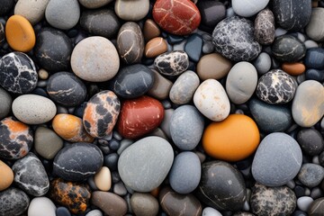 A collection of rocks showcasing a diverse range of colors, sizes, and shapes.