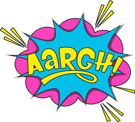 Comic lettering aargh. Vector bright cartoon illustration in retro pop art style. Comic text sound effects. EPS 10.
