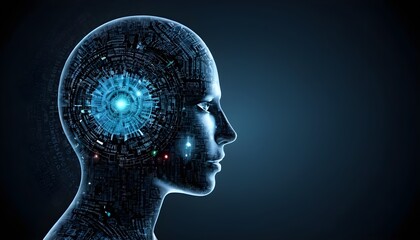 Obraz premium head with code, Artificial intelligence abstract technology background