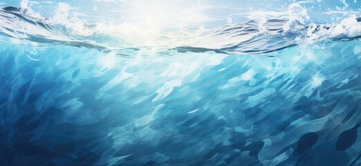 Obraz premium An underwater view of a significant expanse of submerged water, showcasing its depth and scale.