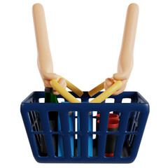 Fototapeta premium Grocery Shopping Basket Essentials