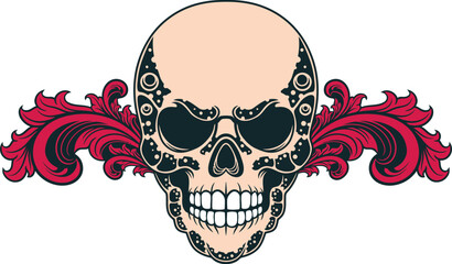 Skull head with ornament vector illustration