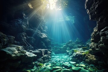 Coral Canyon: Deep underwater canyon with coral.