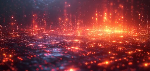 Fototapeta premium Abstract Digital Particles Network Sparkling Background.