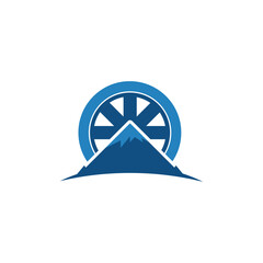 mountain and wheels modern logo designs