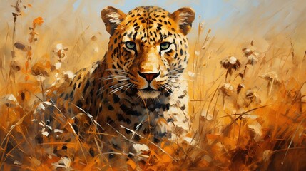 leopard in the wild savana